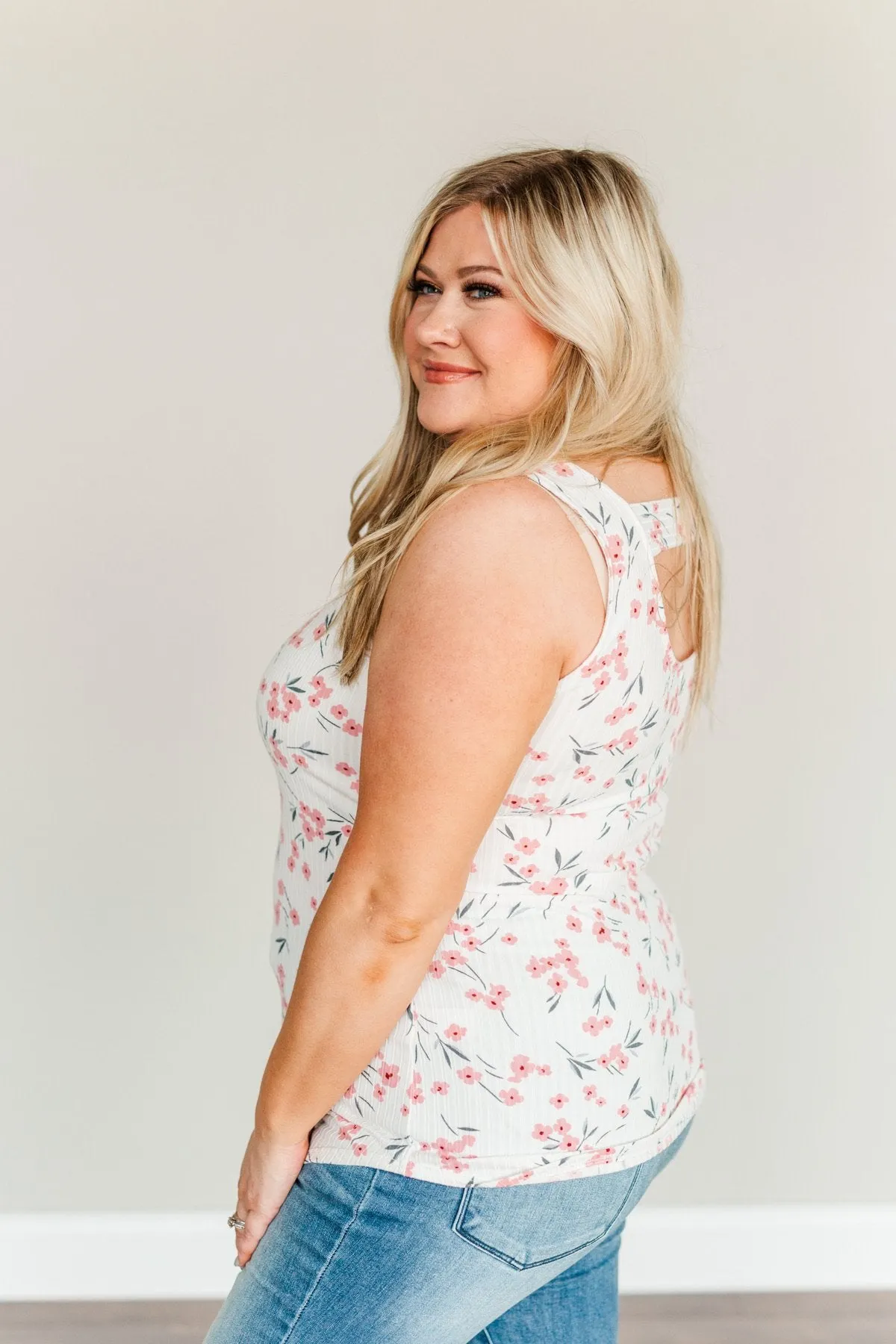 Fabulously Floral Tank Top- Ivory