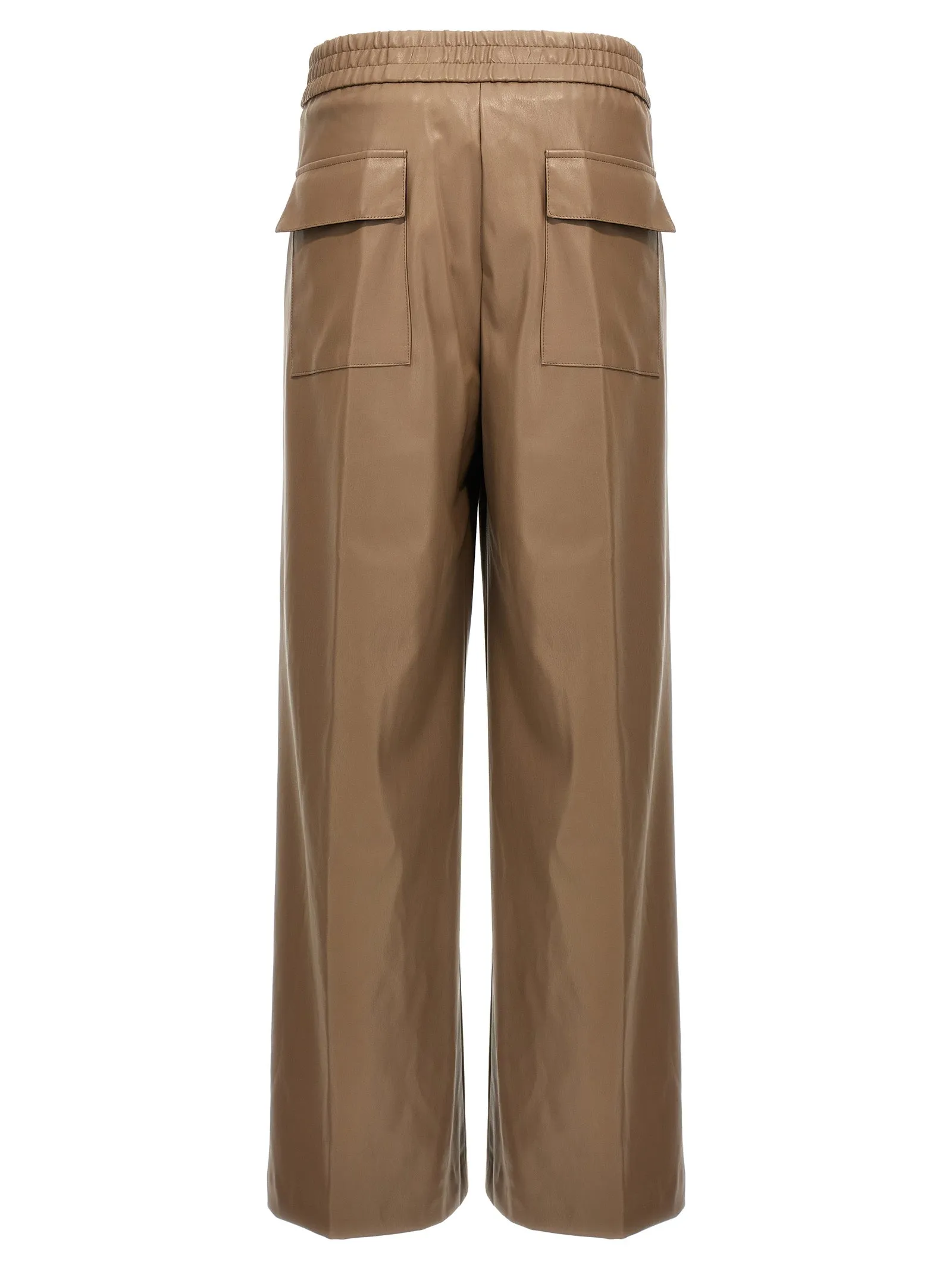 Faux Leather Trousers Pants Beige