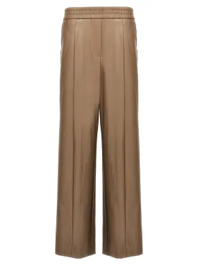 Faux Leather Trousers Pants Beige