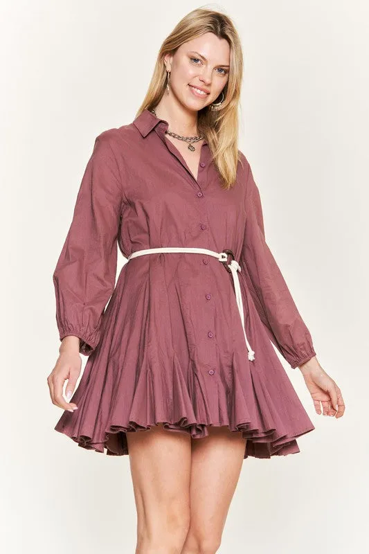 Flared Button Down Shirt Dress