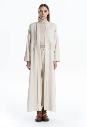 Fringed Middle Solid Maxi Open Abaya