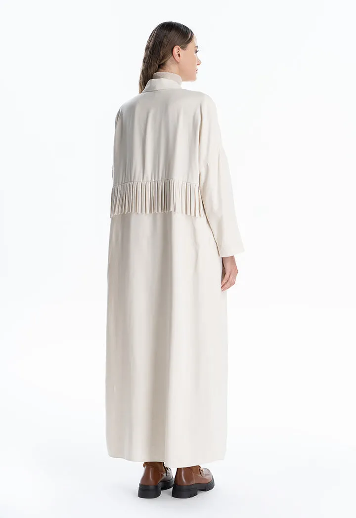 Fringed Middle Solid Maxi Open Abaya