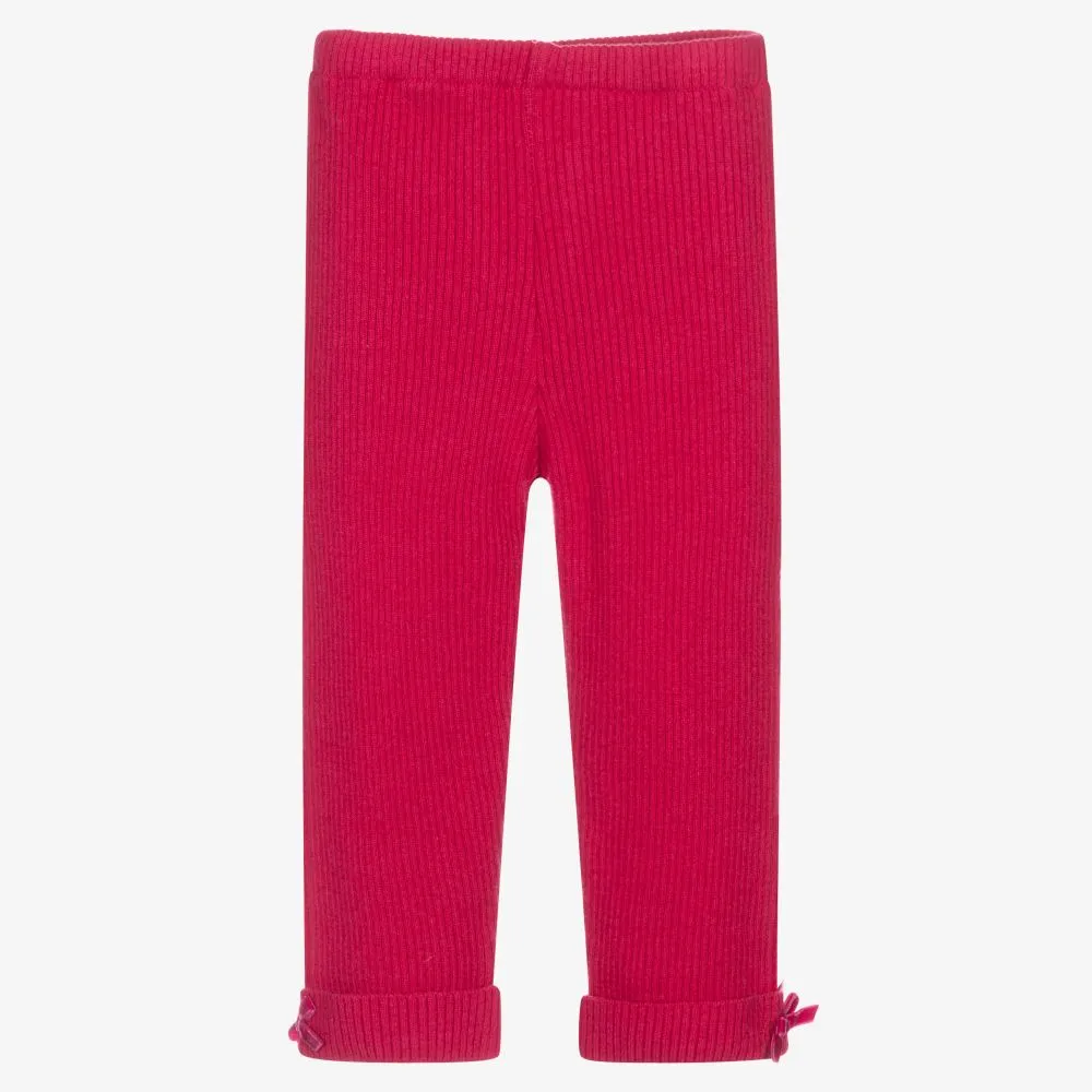 Girls Pink Wool Blend Leggings