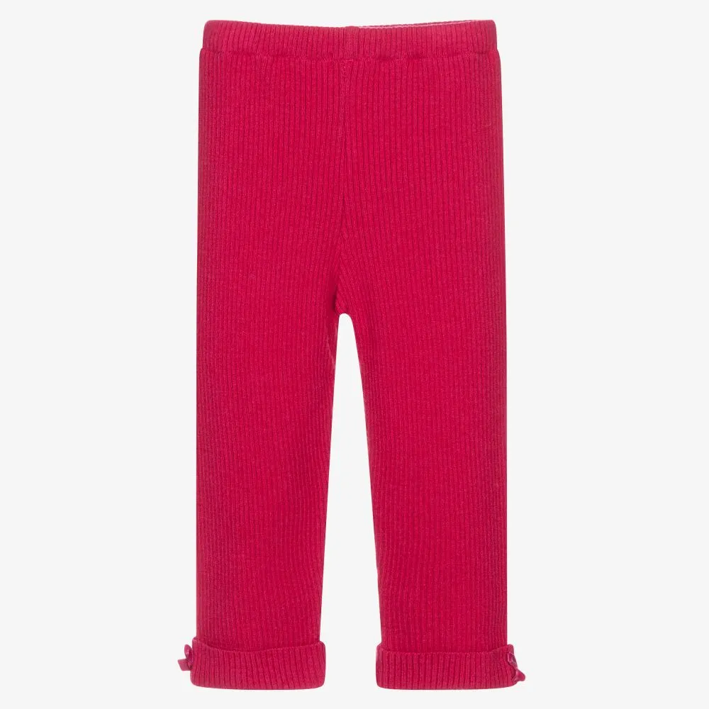 Girls Pink Wool Blend Leggings