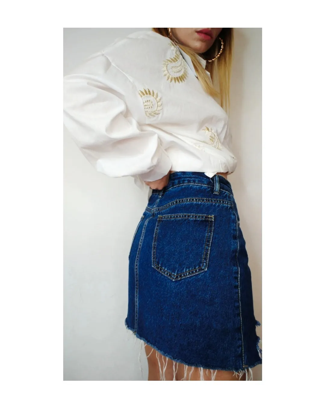 Gonna mini jeans no stretch lavaggio scuro!