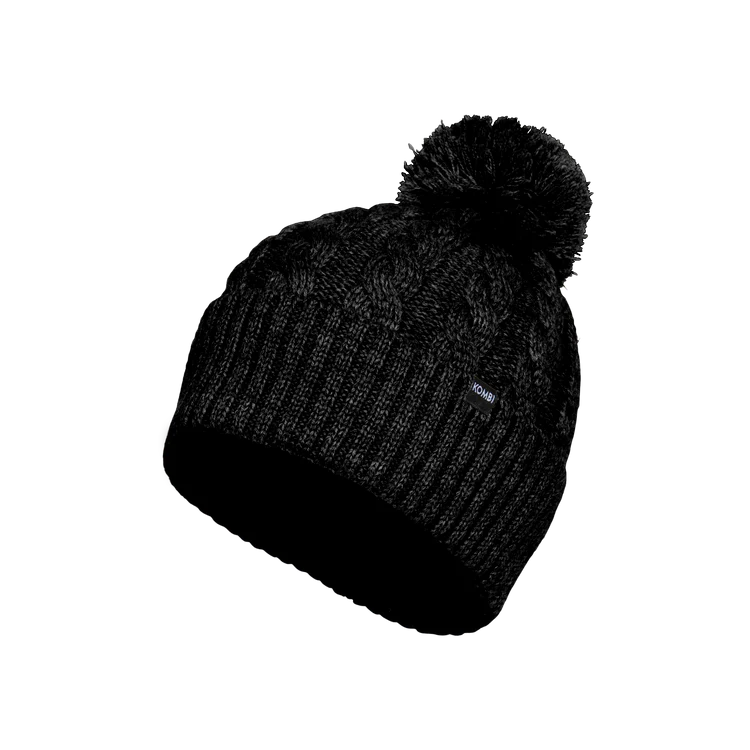 Kombi Black Braidy Merino Pom Pom Junior Hat