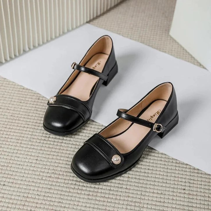 Korean Style Women's Leather Low Heels Casual Shoes - X256-9