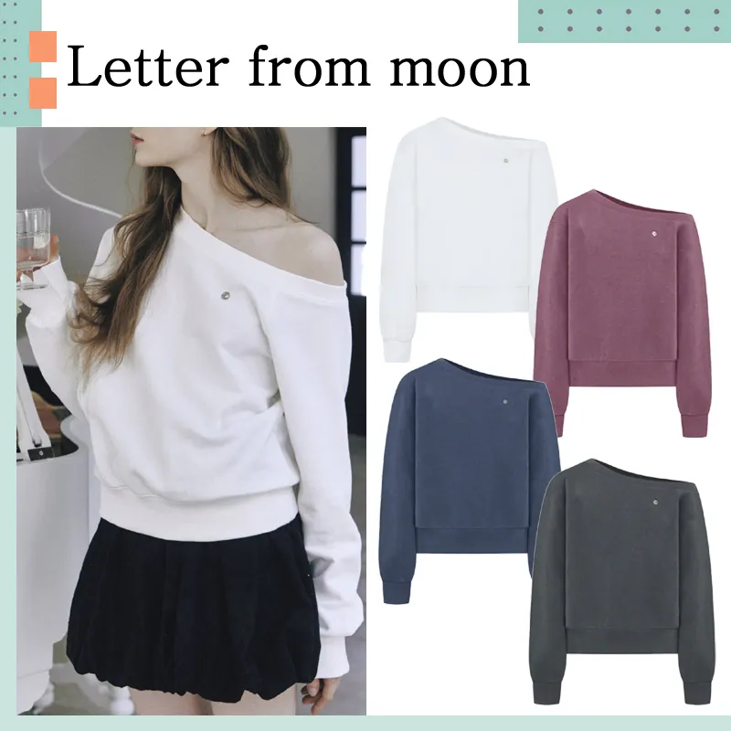 LETTER FROM MOON  |Street Style Long Sleeves Plain Cotton Logo