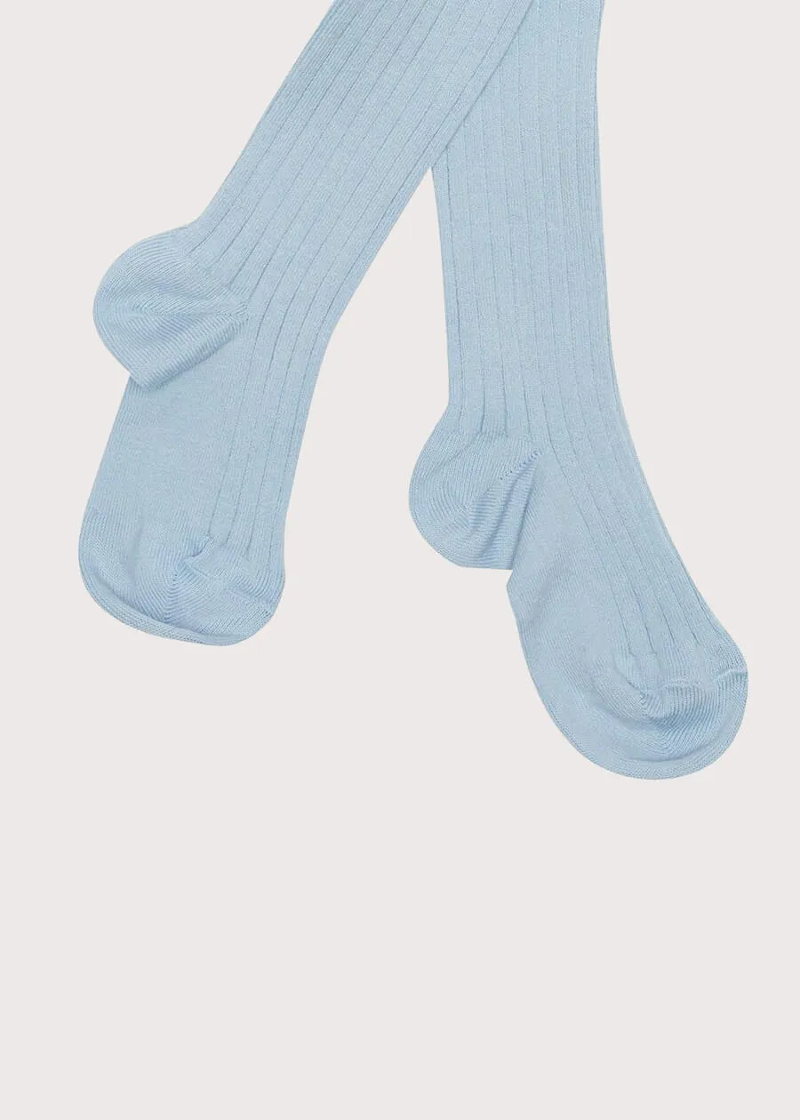 Light Blue Ribbed Tights (0mths-8yrs)