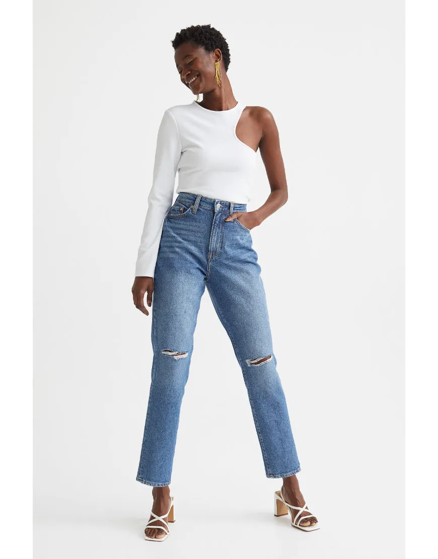 Mom Comfort Ultra High Jeans Knee Ripped