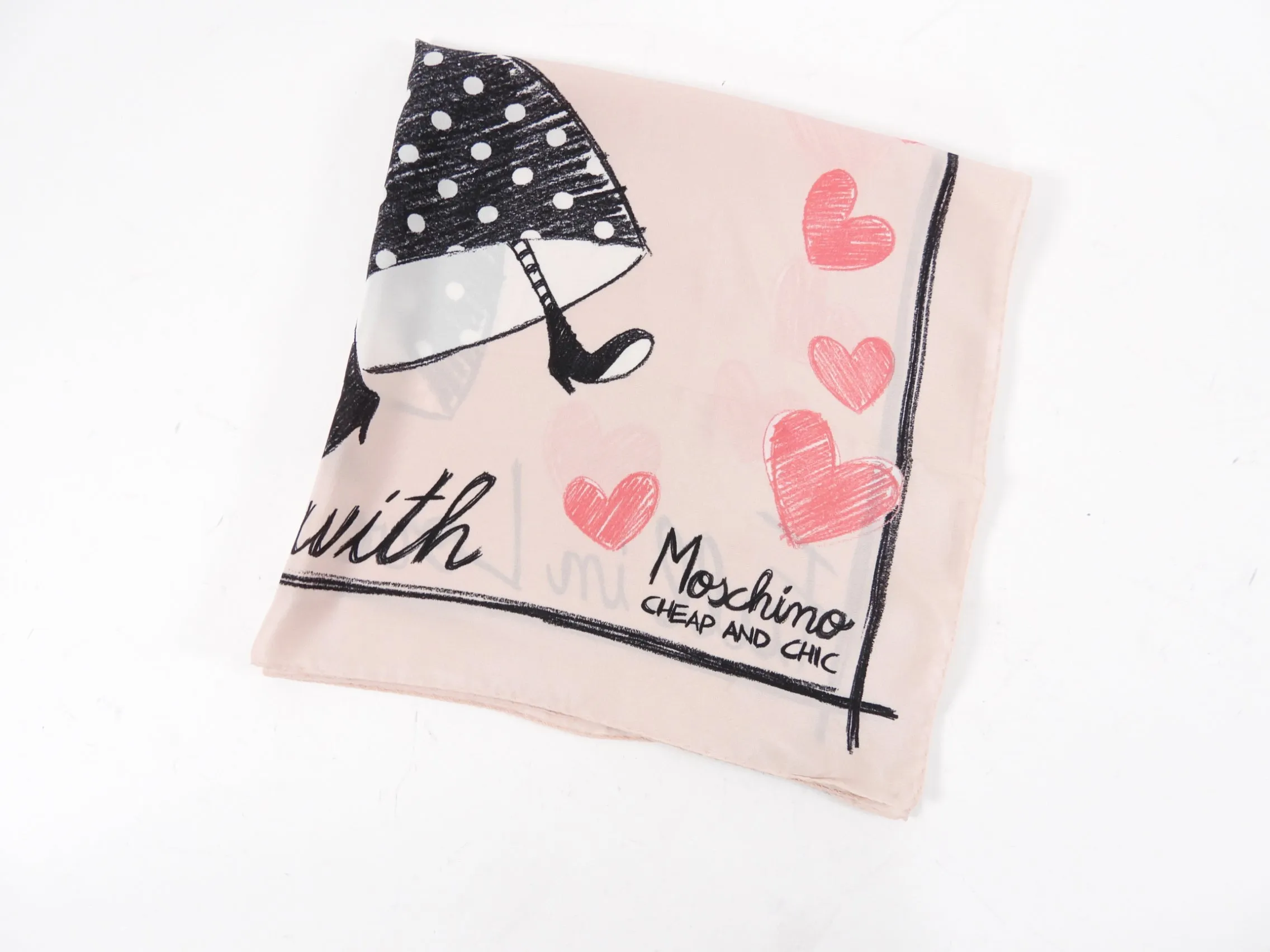 Moschino Cheap and Chic Fall in Love Pink Hearts Scarf