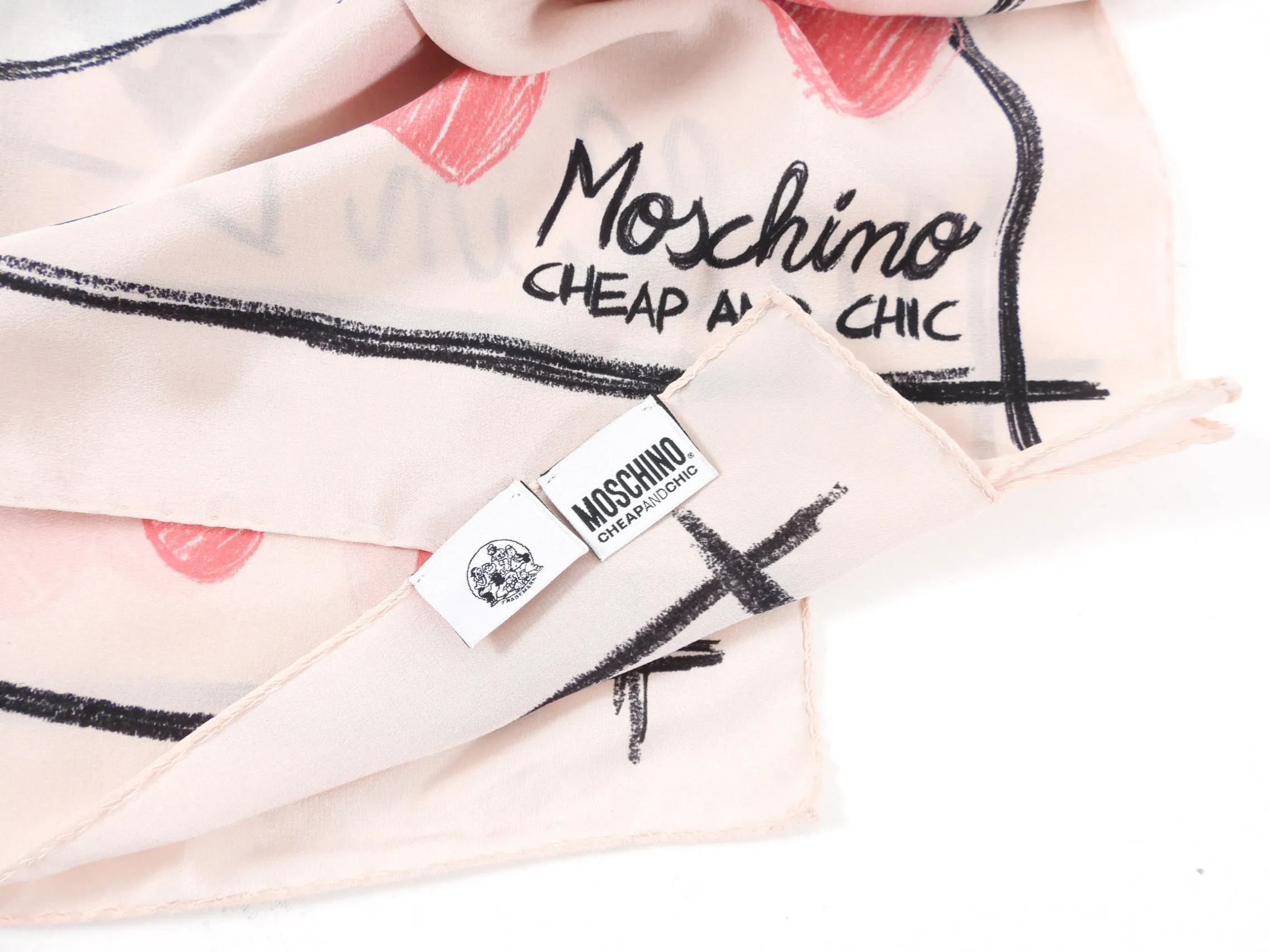 Moschino Cheap and Chic Fall in Love Pink Hearts Scarf