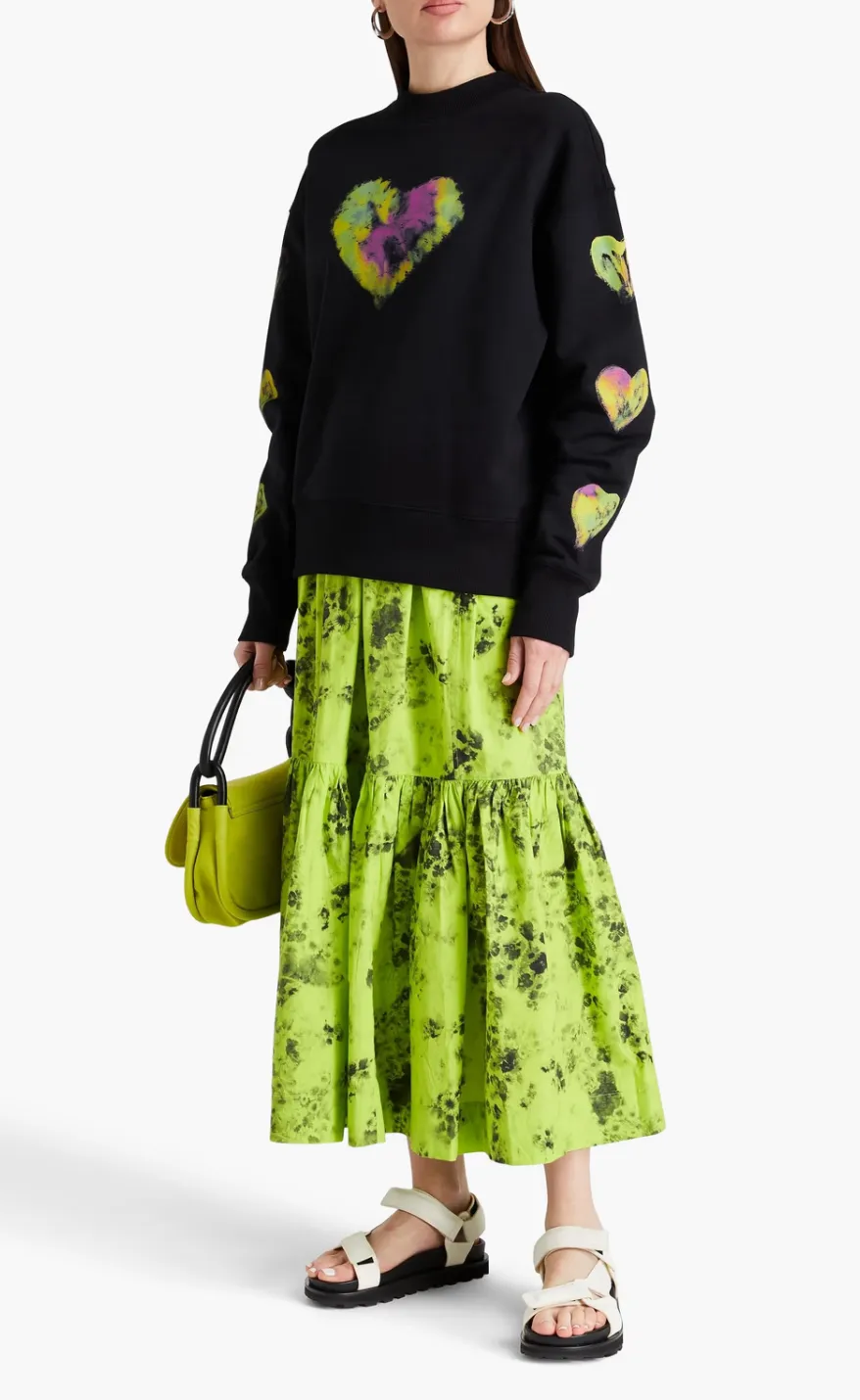 MSGM  |Heart Sweat Long Sleeves Cotton Oversized Puff Sleeves