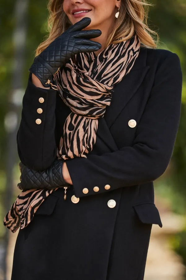 Natural Zebra Print Scarf