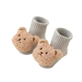 Non-Slip 3D Baby Floor Socks in Grey Bear