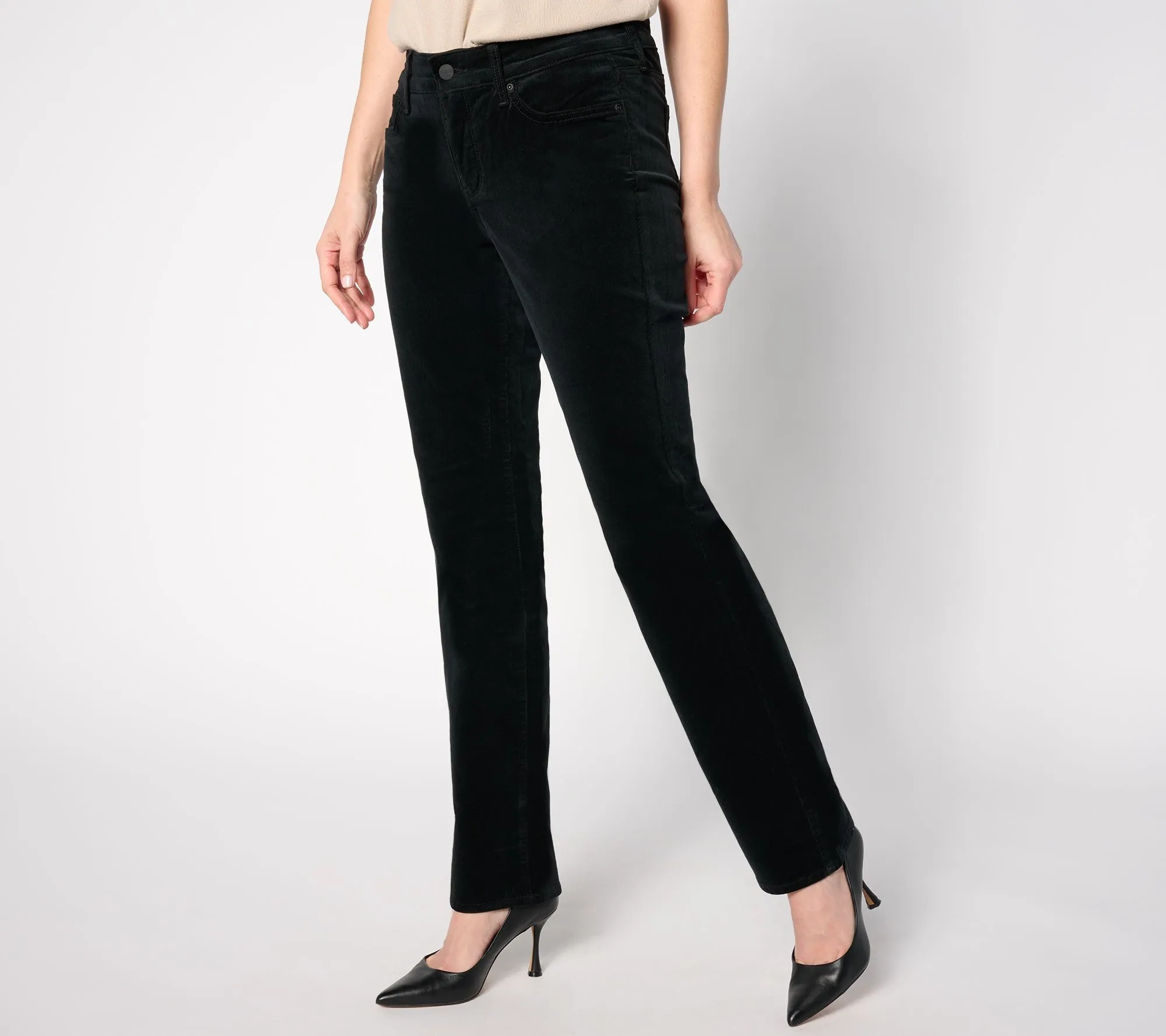 NYDJ Straight in Wale Baby Corduroy Pants- Black