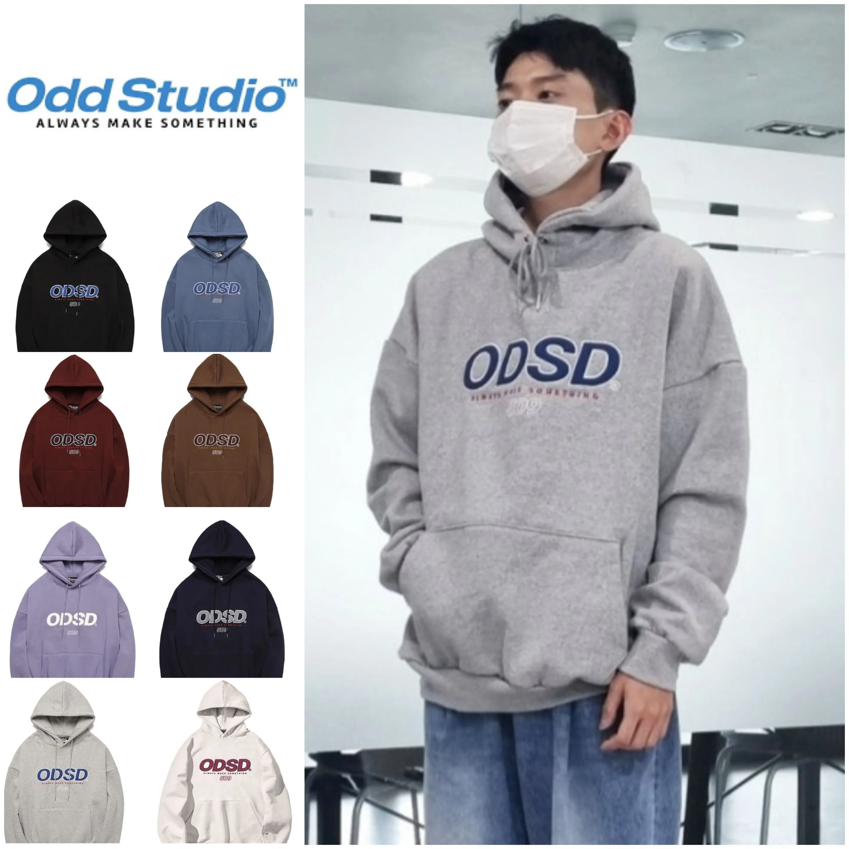 Odd Studio  |Unisex Street Style Long Sleeves Plain Logo Hoodies