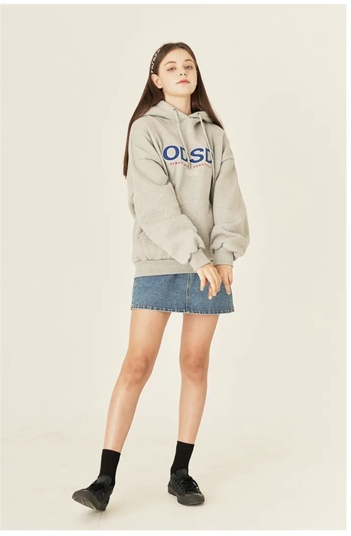 Odd Studio  |Unisex Street Style Long Sleeves Plain Logo Hoodies