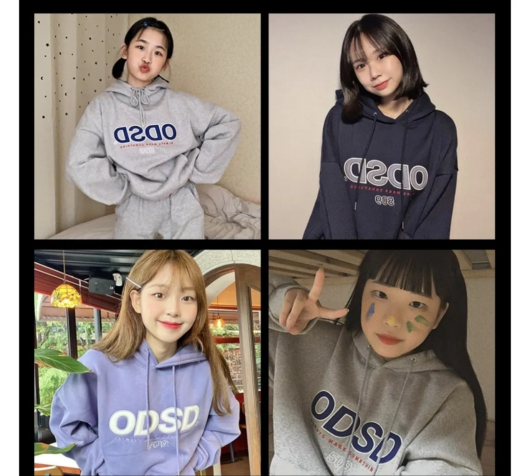 Odd Studio  |Unisex Street Style Long Sleeves Plain Logo Hoodies