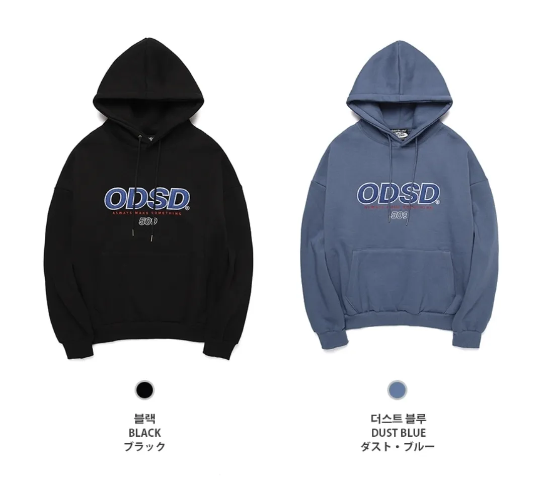 Odd Studio  |Unisex Street Style Long Sleeves Plain Logo Hoodies