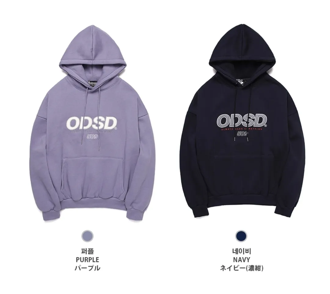 Odd Studio  |Unisex Street Style Long Sleeves Plain Logo Hoodies