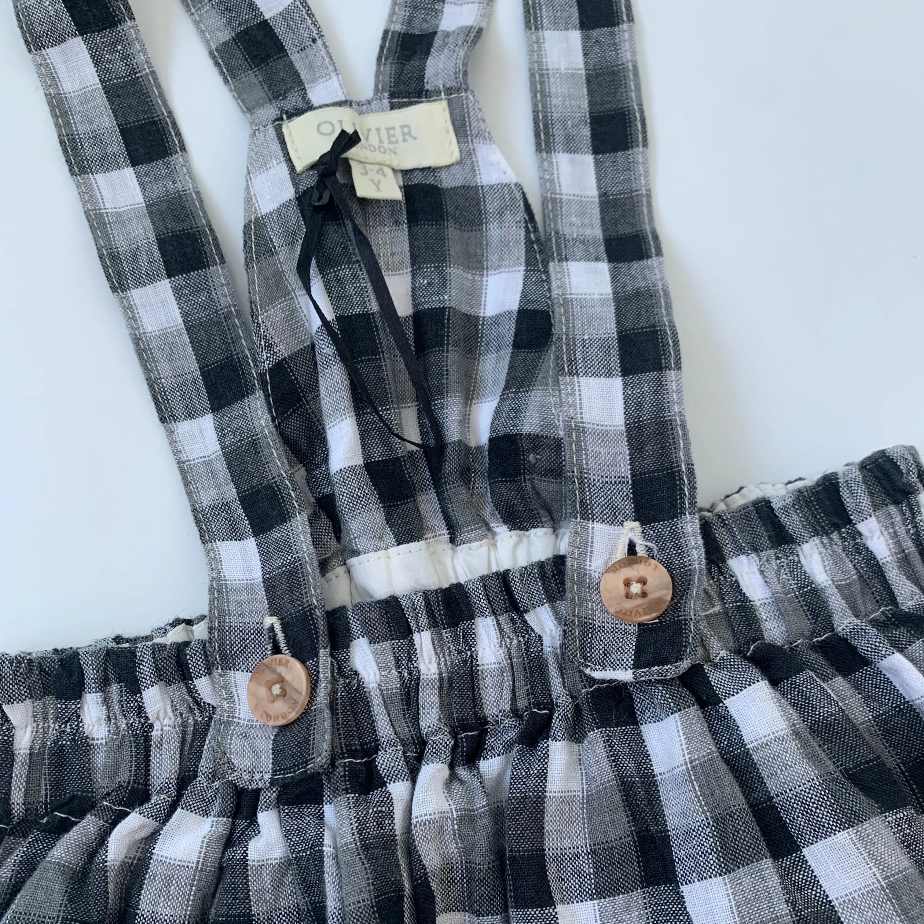 Olivier London Grey Check Linen Skirt: 3-4 Years