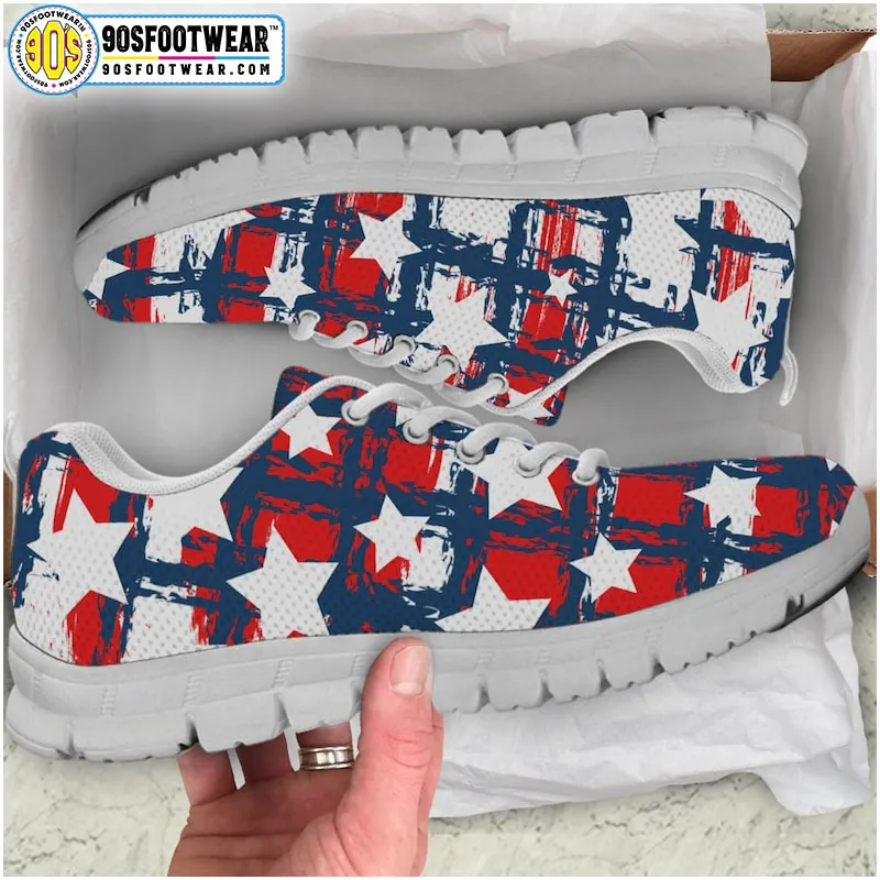 Patriotic Pride American Flag Fitness Sneakers – USA Flag Stars & Stripes Running Shoes for 4th of July