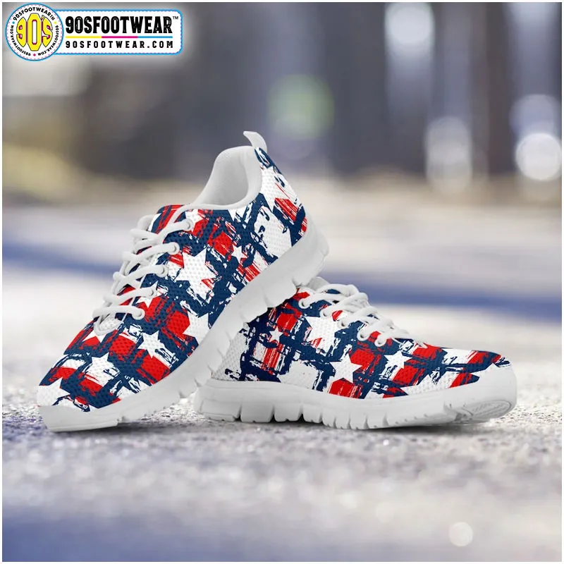 Patriotic Pride American Flag Fitness Sneakers – USA Flag Stars & Stripes Running Shoes for 4th of July