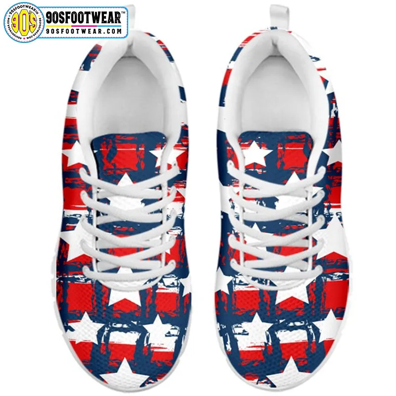 Patriotic Pride American Flag Fitness Sneakers – USA Flag Stars & Stripes Running Shoes for 4th of July