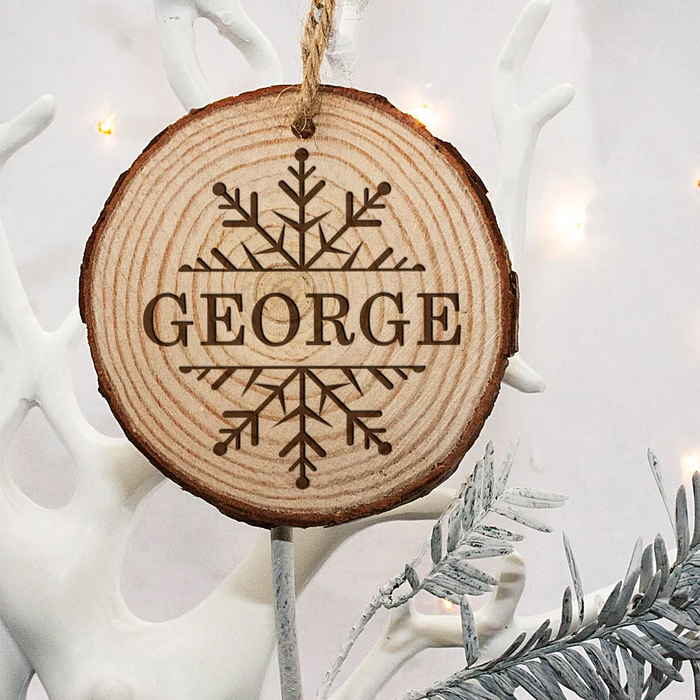 Personalised Engraved Snow Flake Christmas Tree Decoration