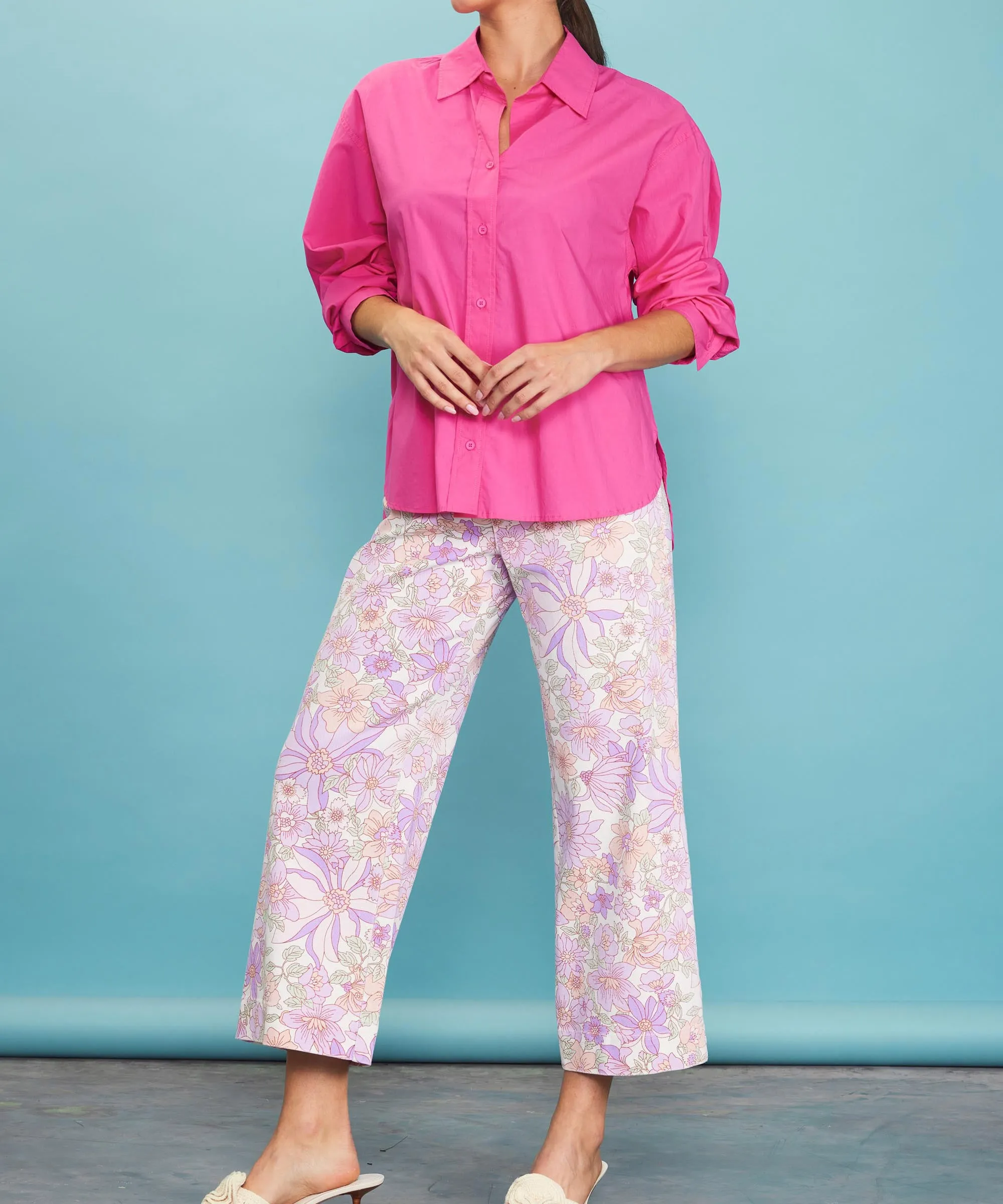 Poplin Button Down Shirt - Flamingo