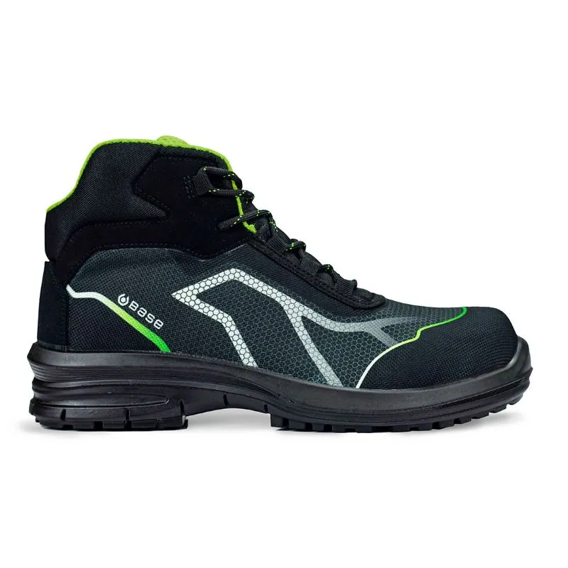 Portwest Base B0979 OREN TOP Mid Safety Shoes S3 SRC (Black/Green)