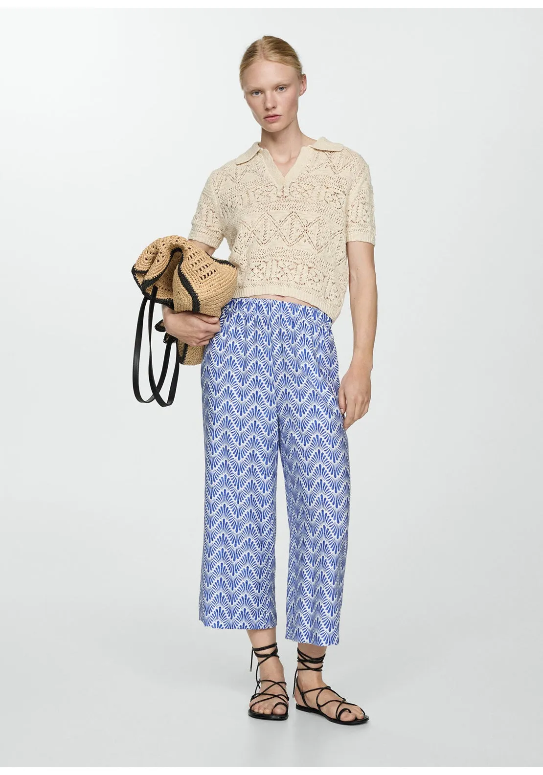 Printed straight trousers