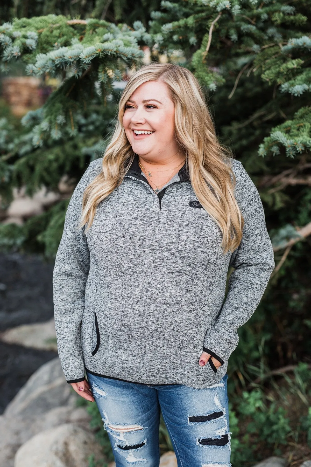 Pulse Exclusive Quarter Button Pullover- Heather Grey