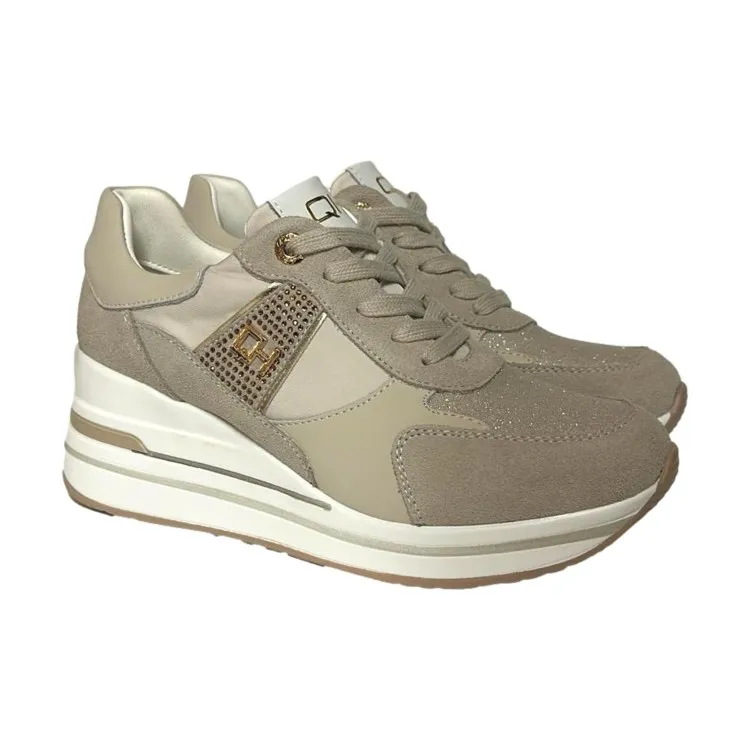 QH7 Queen Helena QH7017 Sneaker Donna Stringate Beige