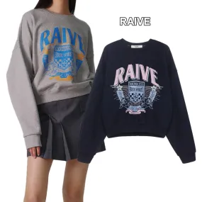 RAIVE  |Street Style U-Neck Long Sleeves Plain Cotton Logo