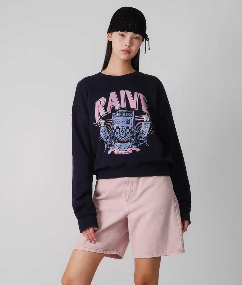 RAIVE  |Street Style U-Neck Long Sleeves Plain Cotton Logo