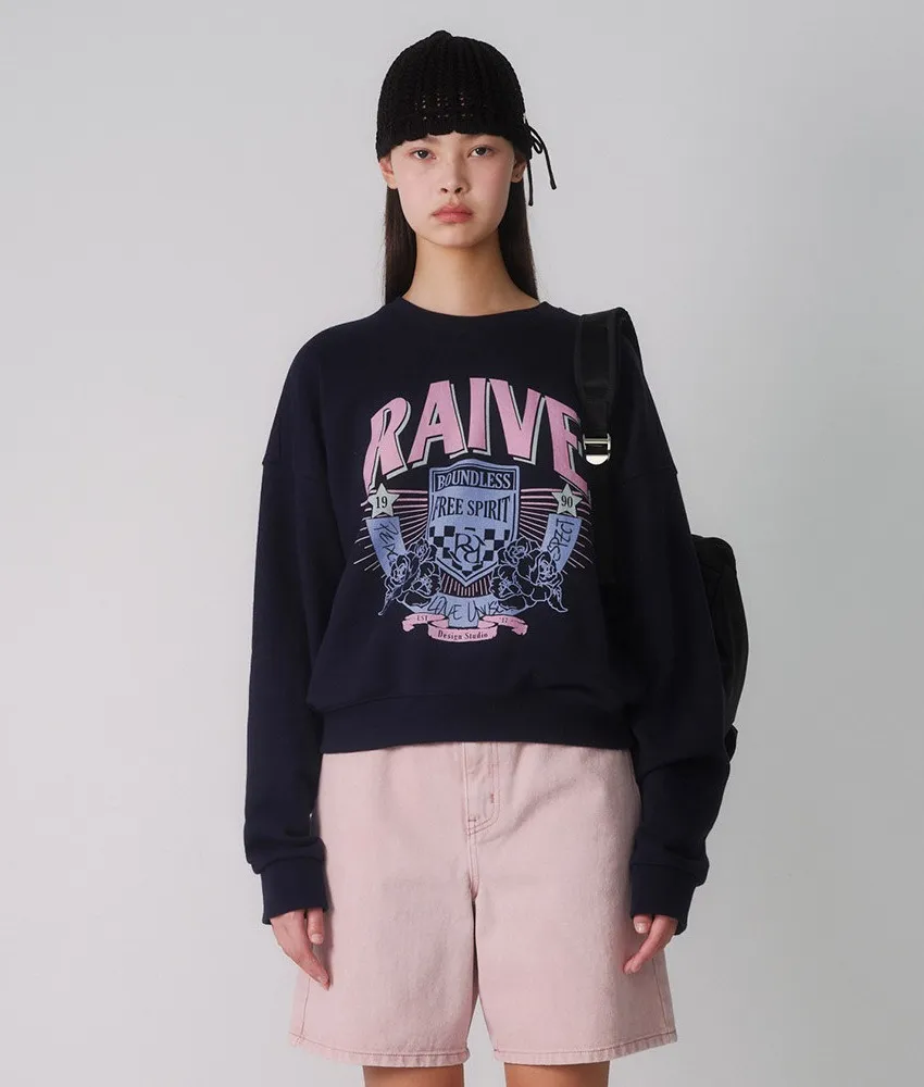 RAIVE  |Street Style U-Neck Long Sleeves Plain Cotton Logo