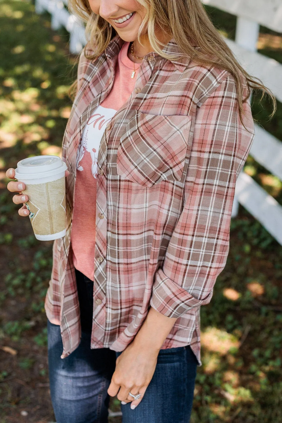 Right Place, Right Time Flannel Button Up Top- Auburn