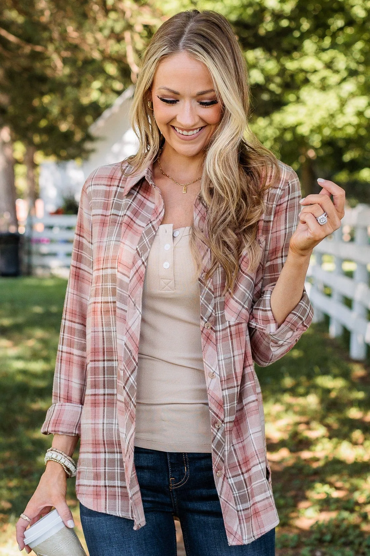 Right Place, Right Time Flannel Button Up Top- Auburn