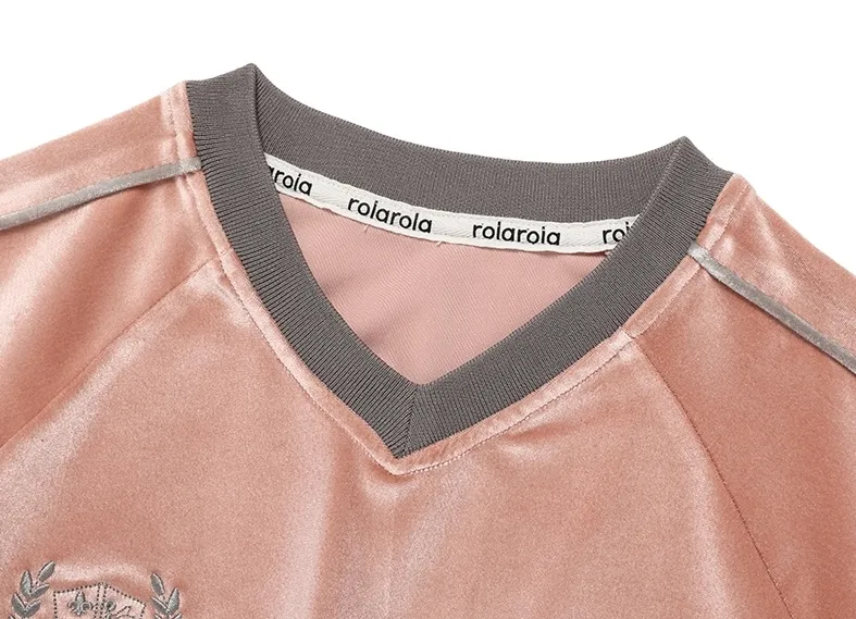 rolarola  |Street Style V-Neck Long Sleeves Plain Logo