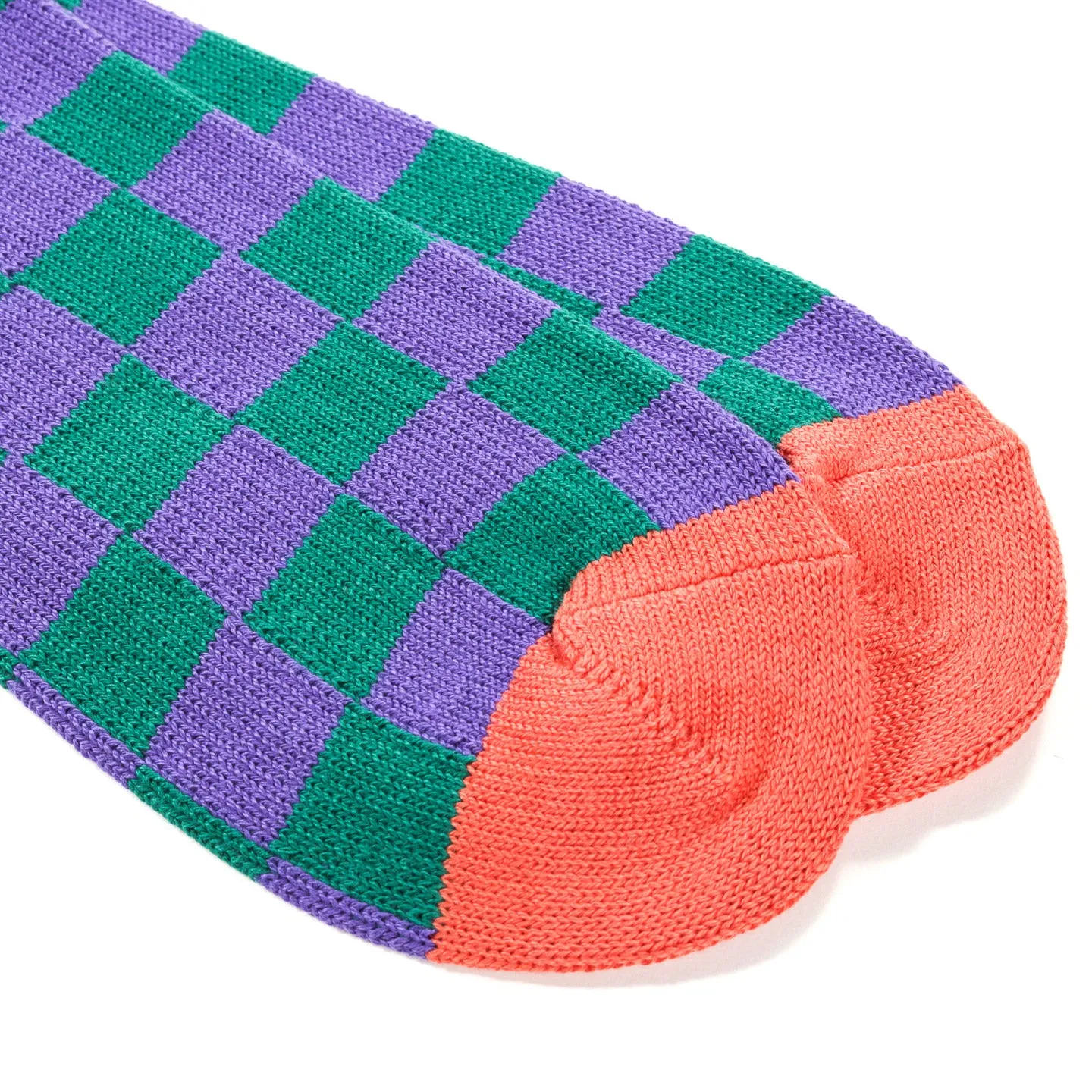 ROTOTO CHECKERBOARD SOCKS PURPLE / GREEN / TERRACOTTA