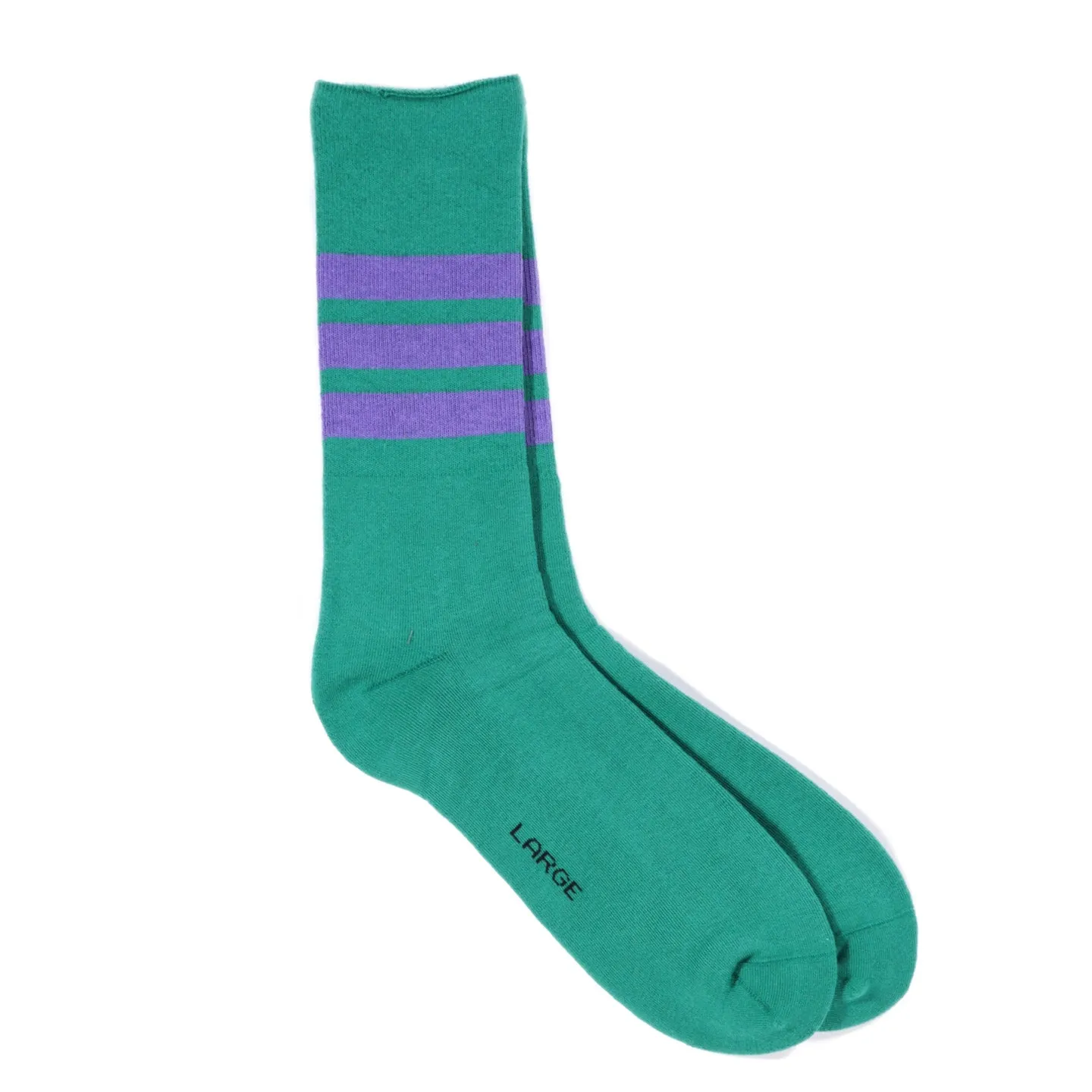 ROTOTO FINE PILE STRIPED SOCKS GREEN / PURPLE