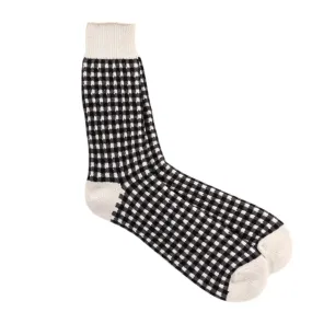 ROTOTO GINGHAM CHECK SOCKS BLACK