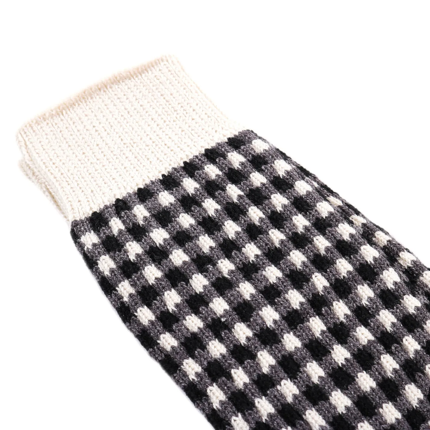 ROTOTO GINGHAM CHECK SOCKS BLACK