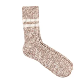 ROTOTO ORGANIC COTTON SLUB STRIPE SOCKS COFFEE