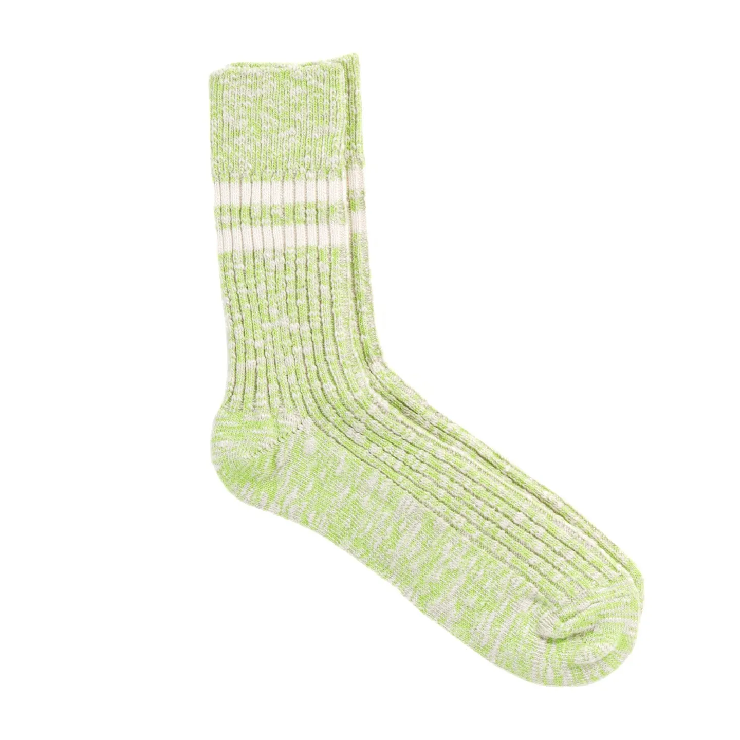 ROTOTO ORGANIC COTTON SLUB STRIPE SOCKS LIME