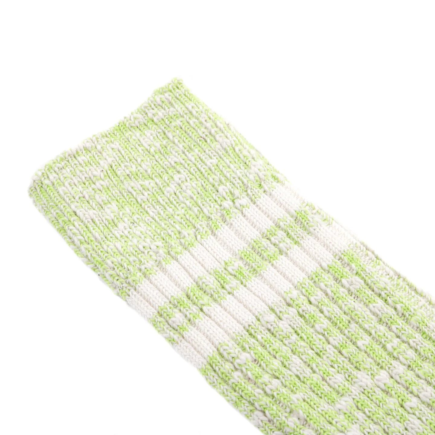 ROTOTO ORGANIC COTTON SLUB STRIPE SOCKS LIME