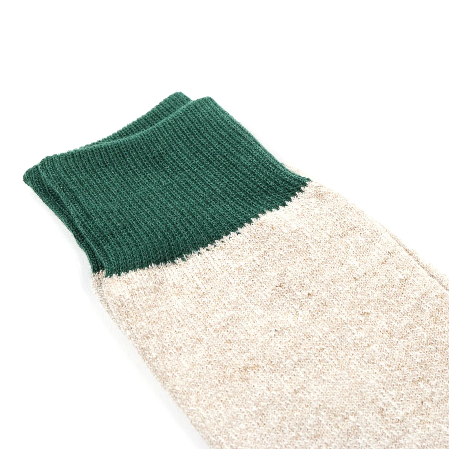 ROTOTO SILK & COTTON DOUBLE FACE SOCKS GREEN / BEIGE