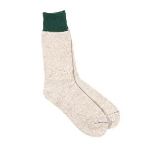 ROTOTO SILK & COTTON DOUBLE FACE SOCKS GREEN / BEIGE